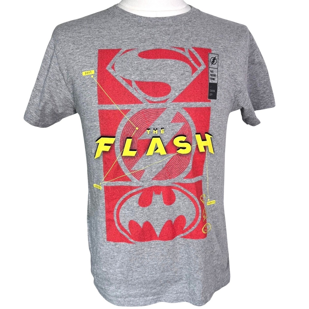 DC COMICS The Flash Men's Small Gray Graphic T-Shirt Superman Batman Mad Engine